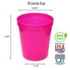 Rolling Sands 16 oz. Reusable Plastic Stadium Cups, 8 Pack, Made in USA, BPA-Free Dishwasher Safe Tumblers, Translucent Neon Pink view 2