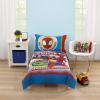 NoJo Marvel Spidey and His Amazing Friends Blue, Red, Yellow, and Green, Team Up 4 Piece Toddler Bed Set - Comforter, Fitted Bottom Sheet, Flat Top Sheet, and Reversible Pillowcase view 1