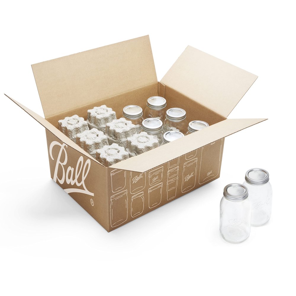 Ball Regular Mouth Quart (32oz) Canning Jars, 12 Pack, CLear