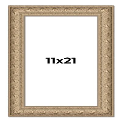 11x21 Frame Ornate Silver Beaded Solid Wood Picture Frame Width 2.5 Inches | Interior Depth 1 Inches | Museo Silver Ornate Photo Frame Complete with UV Acrylic, Foam Board Backing & Hanging Hardware