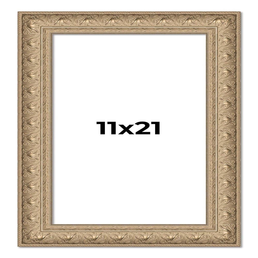 11x21 Frame Ornate Silver Beaded Solid Wood Picture Frame Width 2.5 Inches | Interior Depth 1 Inches | Museo Silver Ornate Photo Frame Complete with UV Acrylic, Foam Board Backing & Hanging Hardware