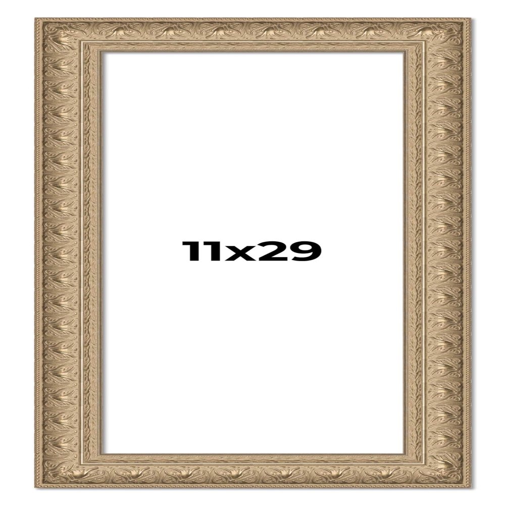 11x29 Frame Ornate Silver Beaded Solid Wood Picture Frame Width 2.5 Inches | Interior Depth 1 Inches | Museo Silver Ornate Photo Frame Complete with UV Acrylic, Foam Board Backing & Hanging Hardware
