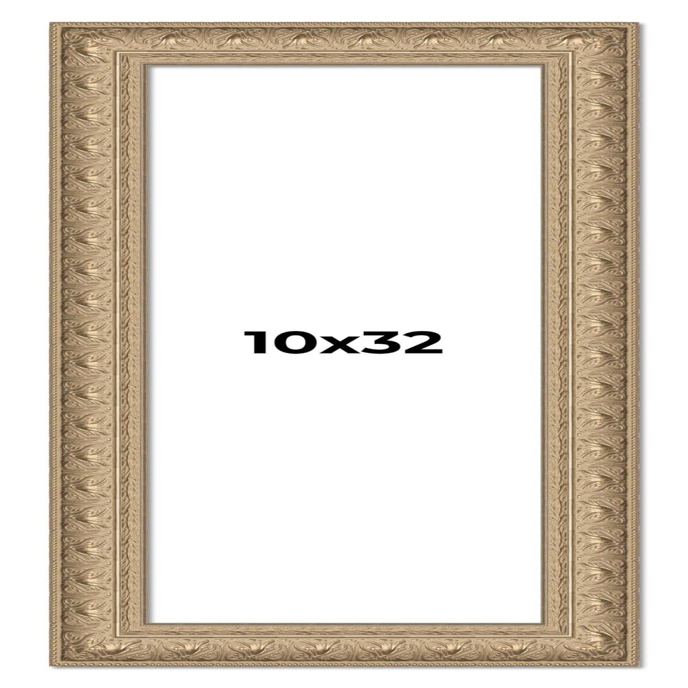 10x32 Frame Ornate Silver Beaded Solid Wood Picture Frame Width 2.5 Inches | Interior Depth 1 Inches | Museo Silver Ornate Photo Frame Complete with UV Acrylic, Foam Board Backing & Hanging Hardware