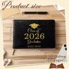 Frienda 2026 Graduation Guest Book Leather Guest Sign in Book with Pen Graduation Party Favors Congratulation Graduates Signature Books(Class of 2026,Black, Gold) view 3