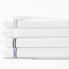 1000 Thread Count 2 Stripe Marrow Embroidery Sheet Set (White Embroidery On White, King (U.S. Standard)) view 1