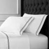 1000 Thread Count 2 Stripe Marrow Embroidery Sheet Set (White Embroidery On White, King (U.S. Standard)) view 2
