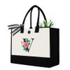 Binggemen Initial Canvas Tote Bag, Personalized Birthday Gifts for Women Mom Friends Teachers, Monogrammed Tote Bags Suitable for Mother's Day Wedding Beach (Letter V) view 1