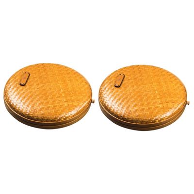 Cabilock 2pcs Tea Accessory Storage Container Bamboo Weave Teabox Tea Supplies Organizer Decorative Lid for Office Home