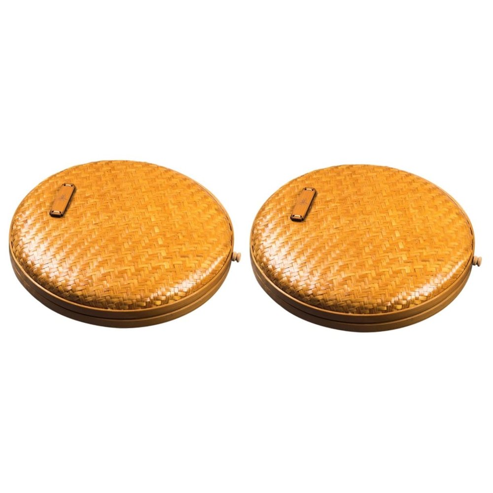 Cabilock 2pcs Tea Accessory Storage Container Bamboo Weave Teabox Tea Supplies Organizer Decorative Lid for Office Home
