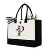 Binggemen Initial Canvas Tote Bag, Personalized Birthday Gifts for Women Mom Friends Teachers, Monogrammed Tote Bags Suitable for Mother's Day Wedding Beach (Letter P) view 1