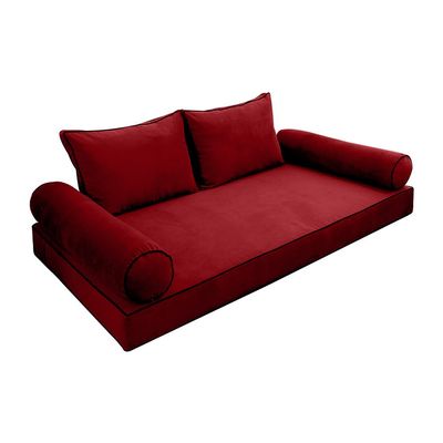 Cover ONLY Model V1 Twin Velvet Contrast Indoor Daybed Mattress Cushion AD369