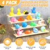 4 Pack 4 Tier Acrylic Wooden Display Stand, Clear Acrylic Display Riser Shelf Wood Tiered Display Shelf Rack Step Ladder Riser Stands for Cupcakes Perfumes Figures Collectibles, 12 Inch view 2