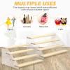 4 Pack 4 Tier Acrylic Wooden Display Stand, Clear Acrylic Display Riser Shelf Wood Tiered Display Shelf Rack Step Ladder Riser Stands for Cupcakes Perfumes Figures Collectibles, 12 Inch view 4