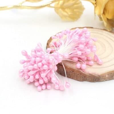HZLXF1 Size 5mm Orange Color 450pcs/Lot Double Heads Pearl Flower Stamen for Wedding Decoration and DIY Pistil Stamen (Color : Pink)