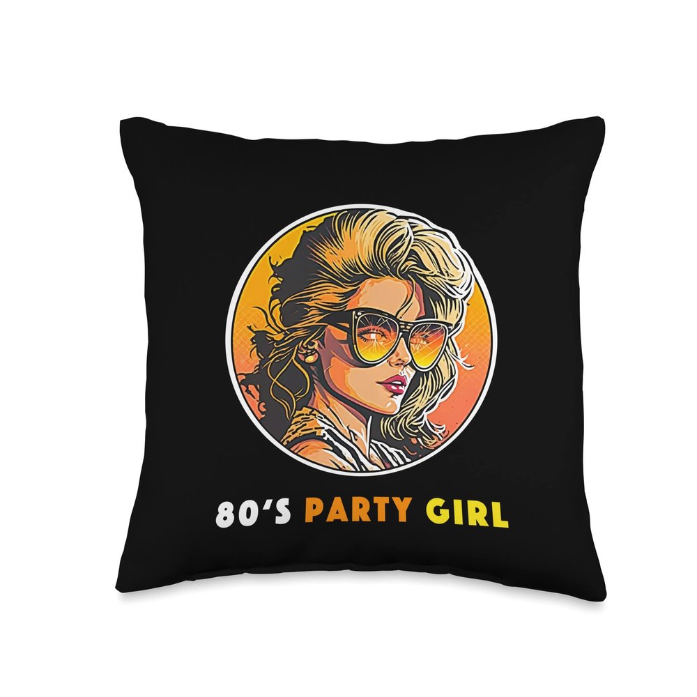 80s Party Girl Retro Outfit Eighties Women Apparel Design Throw Pillow