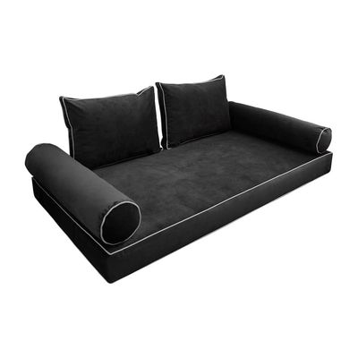 Cover ONLY Model V1 Twin Velvet Contrast Indoor Daybed Mattress Cushion AD350