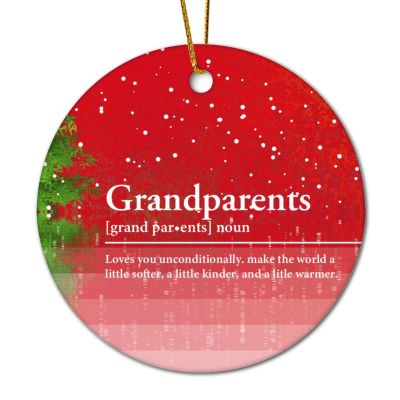 2022 Christmas Tree Ornament Funny Grandparents Definition Dictionary Word Meaning Ceramic Keepsake Round Decorative Hanging Bauble Pendant Holiday Grandparents Gift Tag Stocking Stuffer 3-Inch