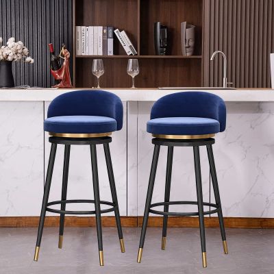 FzloT 65cm Bar Stools Set of 2, Velvet Counter Height Barstools 360 Swivel Dining Bar Chairs Upholstered Counter Chairs for Kitchen Island Cafe Bar Bar Counter Dining Room 5 Colours