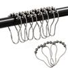 MitoVilla White Boho Shower Curtain Sets with Hooks, Crystal Modern Metal Shower Curtain Rings for Bathroom Decor Accessories, Abstract Bath Curtian 36" W x 72" L, Set of 12 Rings view 1