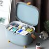BigKing Plastic Medicine Storage Box - Double Layers Oval Medicine Organizer with Latch Lock, Large Capacity Medical Box Organizer, 11.0x7.9x7.1in(Glacier Blue) view 2