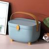 BigKing Plastic Medicine Storage Box - Double Layers Oval Medicine Organizer with Latch Lock, Large Capacity Medical Box Organizer, 11.0x7.9x7.1in(Glacier Blue) view 4