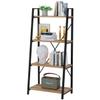 BON AUGURE Farmhouse Ladder Shelf Bookcase, 4 Tier Rustic Ladder Bookshelf, Standing Leaning Book Shelves for Living Room (Vintage Oak) view 1