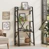 BON AUGURE Farmhouse Ladder Shelf Bookcase, 4 Tier Rustic Ladder Bookshelf, Standing Leaning Book Shelves for Living Room (Vintage Oak) view 2