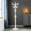 QQXX High-Grade Coat Rack Freestanding,Coat Rack Stand with 14 Hooks for Hallway Bedroom Office,Vintage Wooden Hall Tree Standing Coat Rack for Clothes Hat Bags(43x185cm(17x73inch), White) view 1