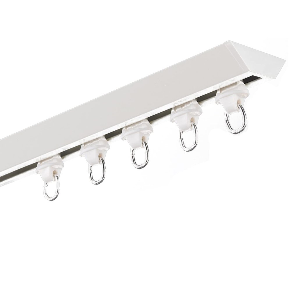ZAVAYA Ceiling Curtain Track (Ultra Thin), Heavy Aluminum Alloy Curtain Rails, Room Divider Curtain Rod System, for Privacy Living Room Bedroom (Color : White, Size : 110CM)