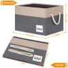 ASXSONN Storage Bins (6 Pack), Closet Storage Bins with Label & Cotton Rope Handles, Large Storage Baskets for Shelves, Storage Baskets for Organizing Nursery, Home, 15"x11"x9.6", Grey&Beige view 2
