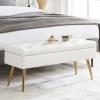 RUCUKEN White Leather Bench for Bedroom Storage Ottoman Bench with Storage End of Bed Bench view 1