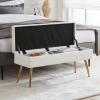 RUCUKEN White Leather Bench for Bedroom Storage Ottoman Bench with Storage End of Bed Bench view 3