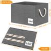 ASXSONN Extra Large Storage Bins, Foldable Storage Baskets for Shelves, Closet Storage Bins with Label & Cotton Rope Handles (3 Pack, 15.75"x11.8"x10.2", Grey) view 3