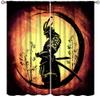 Japanese Samurai Curtains,Hand Painted Red Sun Bamboo Ink Print Children Boy Bedroom Decorative Curtains 63x72in view 1