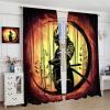 Japanese Samurai Curtains,Hand Painted Red Sun Bamboo Ink Print Children Boy Bedroom Decorative Curtains 63x72in view 4