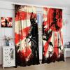 Japanese Armor Samurai Curtains,Red Sun Ink Painting Teenage Boys Bedroom Living Room Through The Rod Curtains 55x63in view 4