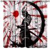 Japanese Samurai Curtains,Retro Red Sun Samurai Bamboo Japanese Curtains 2 Sets of Teenage Boys Bedroom Living Room Kitchen 63x72in view 1
