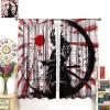 Japanese Samurai Curtains,Retro Red Sun Samurai Bamboo Japanese Curtains 2 Sets of Teenage Boys Bedroom Living Room Kitchen 63x72in view 3
