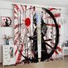 Japanese Samurai Curtains,Retro Red Sun Samurai Bamboo Japanese Curtains 2 Sets of Teenage Boys Bedroom Living Room Kitchen 63x72in view 4