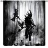 Japanese Curtains,Forest Japanese Samurai Black and White Ink Painting, Teenage Boy Bedroom Living Room Blackout Decorative Curtains 2 Piece Set 52x84in view 1