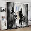 Japanese Curtains,Forest Japanese Samurai Black and White Ink Painting, Teenage Boy Bedroom Living Room Blackout Decorative Curtains 2 Piece Set 52x84in view 4