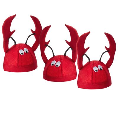 Funny Party Hats Crayfish Hats Crawfish Costume Hats Dress Up Theme Party Role-play Lobster Hat Cap for Adults (3 PCS)