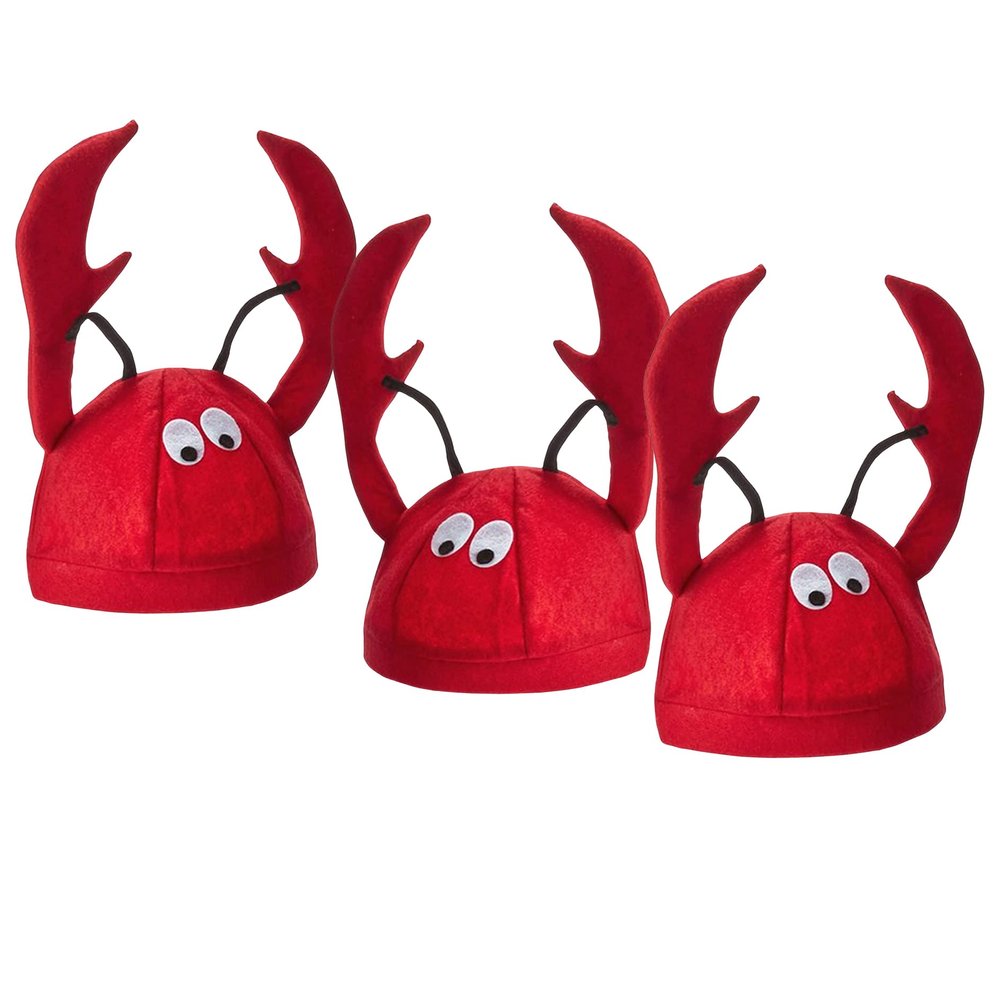 Funny Party Hats Crayfish Hats Crawfish Costume Hats Dress Up Theme Party Role-play Lobster Hat Cap for Adults (3 PCS)