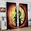Japanese Samurai Curtains,Hand Painted Red Sun Bamboo Ink Print Children Boy Bedroom Decorative Curtains 42x54 Inch view 4
