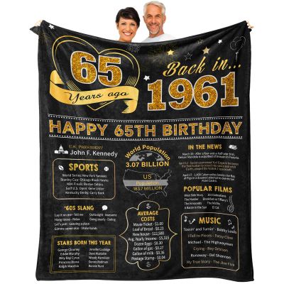 65th Birthday Gifts for Women Men, Birthday Gifts for 65 Year Old Woman Man, 65 Year Old Birthday Gifts for Women Men, 1961 Birthday Gifts for Women, 65th Birthday Gift Ideas Throw Blanket 60x50 Inch