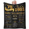 75th Birthday Gifts for Women Men, Birthday Gifts for 75 Year Old Woman Man, Women/Men 75 Year Old Birthday Gifts, 1951 Birthday Gifts for Men Women, 75th Birthday Gift Ideas Throw Blanket 60x50 Inch view 1