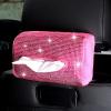 GAROCC Tissue Holder Bling Car Tissue Holder Creative Paper Napkin Case Tissue Box Napkin Holder Car Paper Boxes Diamond Car Accessories for Girls (Color : Pink) view 2
