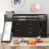 CKLMMC Modern Low Twin Size Loft Bed with Cabinets, Shelves and Slide, Suitable for Kids, Teens, Bedroom (Espresso@d~) view 3