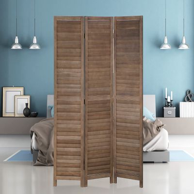 3 Panel Louver Wood Room Divider with 180 Degree Hinges,5.57 Ft Tall Room Dividers and Folding Privacy Screens for Home Office Bedroom Dressing Screen Folding Screen Room Divider for Room Separation
