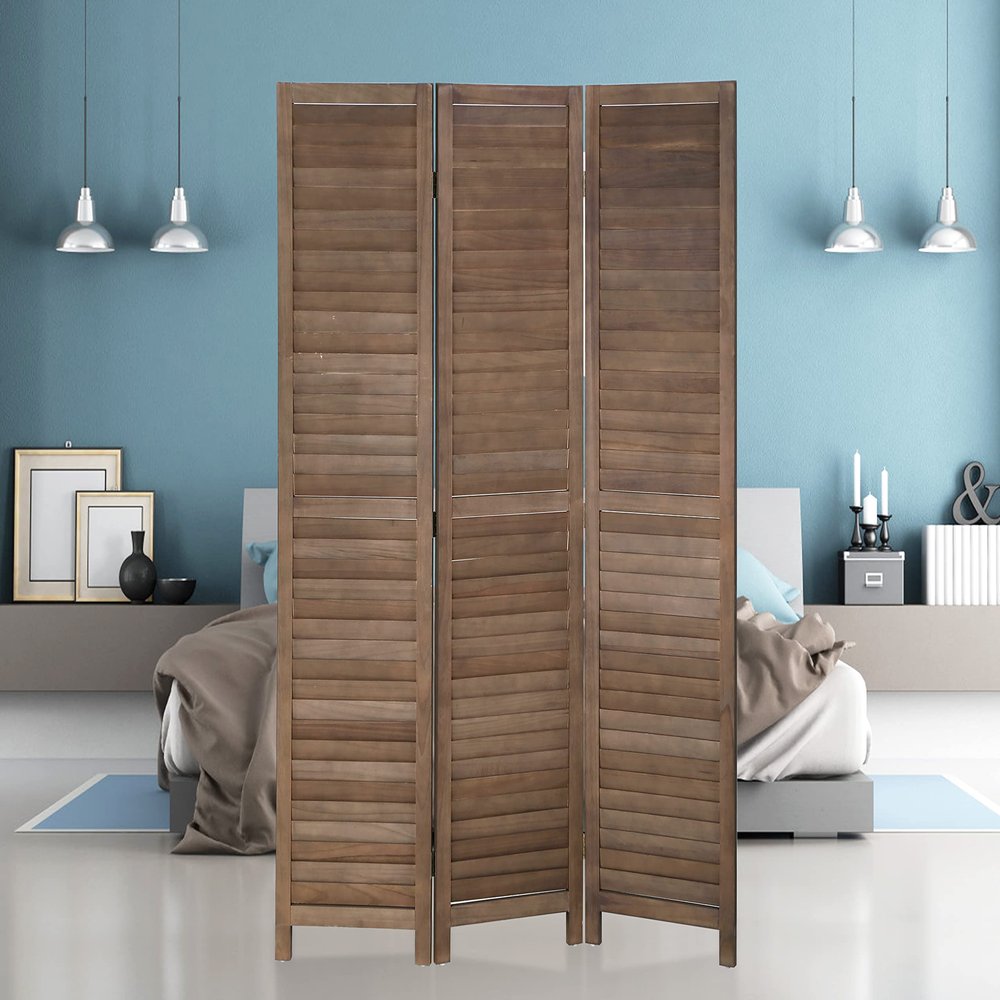 3 Panel Louver Wood Room Divider with 180 Degree Hinges,5.57 Ft Tall Room Dividers and Folding Privacy Screens for Home Office Bedroom Dressing Screen Folding Screen Room Divider for Room Separation